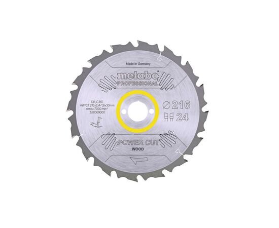 Диск пильний Metabo Power Cut Wood - Professional, 216х30мм, 24 зубців (628009000)