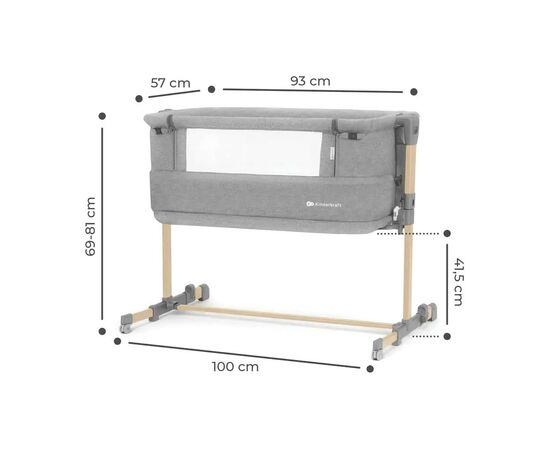 Ліжечко Kinderkraft Приставне ліжечко-люлька Neste Grow Light Grey Grey Full Wood (5902533923021), зображення 10 Ліжечко Kinderkraft Приставне ліжечко-люлька Neste Grow Light Grey Grey Full Wood (5902533923021), зображення 10