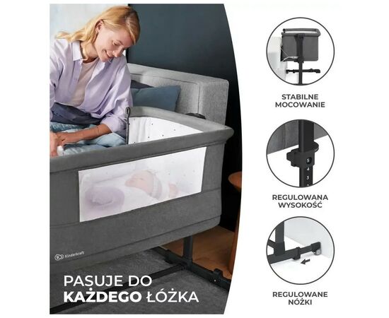 Ліжечко Kinderkraft Приставне ліжечко-люлька Neste Grow Light Grey Grey Full Wood (5902533923021), зображення 6 Ліжечко Kinderkraft Приставне ліжечко-люлька Neste Grow Light Grey Grey Full Wood (5902533923021), зображення 6