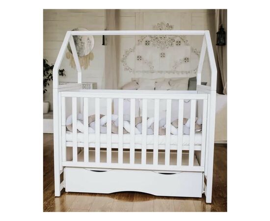 Ліжечко Angelo Будинок (біле) 120х60 (12005), зображення 2 Ліжечко Angelo Будинок (біле) 120х60 (12005), зображення 2