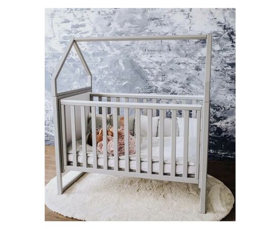 Ліжечко Angelo Будинок (біло-сіре) 120х60 (12004), зображення 2 Ліжечко Angelo Будинок (біло-сіре) 120х60 (12004), зображення 2