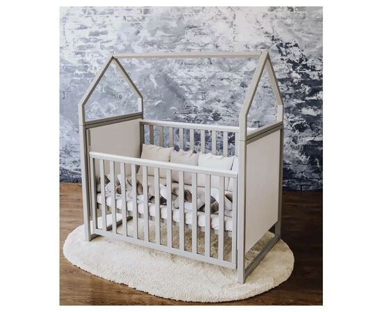 Ліжечко Angelo Будинок (біло-сіре) 120х60 (12004), зображення 3 Ліжечко Angelo Будинок (біло-сіре) 120х60 (12004), зображення 3