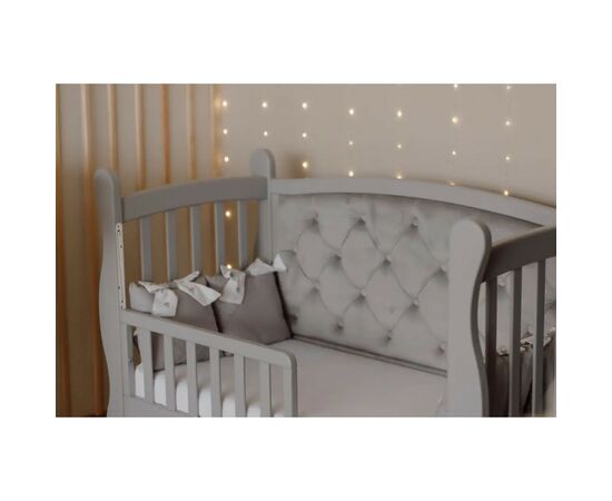 Кроватка Angelo Габриель серая (велюр) 120х60 (12006), изображение 2 Кроватка Angelo Габриель серая (велюр) 120х60 (12006), изображение 2