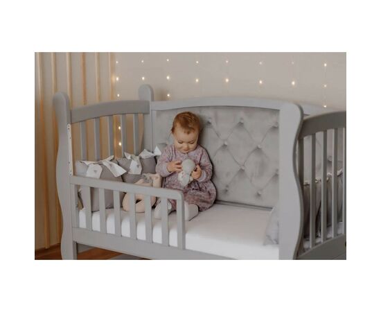 Кроватка Angelo Габриель серая (велюр) 120х60 (12006), изображение 3 Кроватка Angelo Габриель серая (велюр) 120х60 (12006), изображение 3