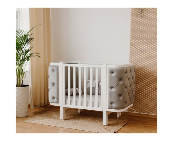 Кроватка Angelo Luna пуговицы серая (велюр) 120х60 (12012), изображение 2 Кроватка Angelo Luna пуговицы серая (велюр) 120х60 (12012), изображение 2