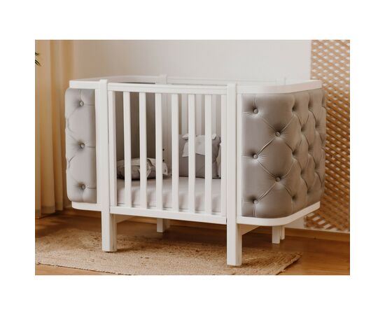 Кроватка Angelo Luna пуговицы серая (велюр) 120х60 (12012), изображение 3 Кроватка Angelo Luna пуговицы серая (велюр) 120х60 (12012), изображение 3