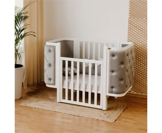 Кроватка Angelo Luna пуговицы серая (велюр) 120х60 (12012), изображение 4 Кроватка Angelo Luna пуговицы серая (велюр) 120х60 (12012), изображение 4