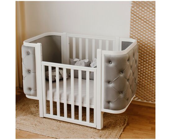 Кроватка Angelo Luna пуговицы серая (велюр) 120х60 (12012), изображение 5 Кроватка Angelo Luna пуговицы серая (велюр) 120х60 (12012), изображение 5