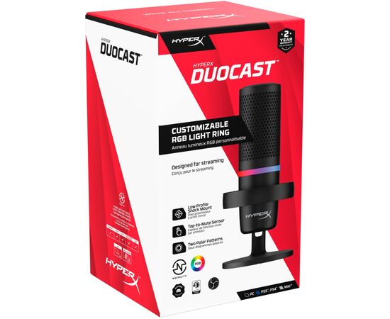Мікрофон HyperX DuoCast Black (4P5E2AA), зображення 8 Мікрофон HyperX DuoCast Black (4P5E2AA), зображення 8