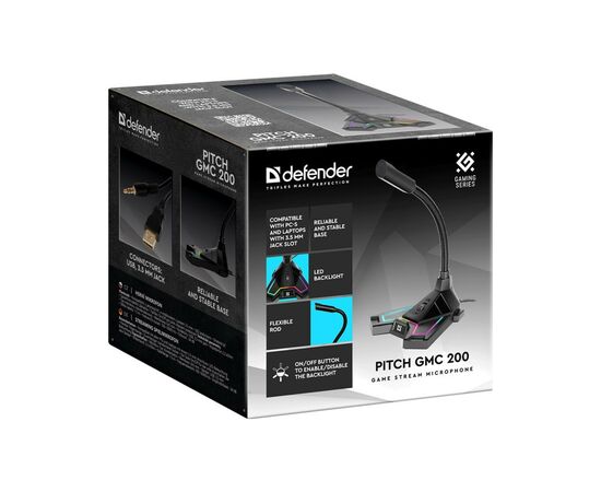 Мікрофон Defender Pitch GMC 200 3.5 мм LED (64620), зображення 7 Мікрофон Defender Pitch GMC 200 3.5 мм LED (64620), зображення 7