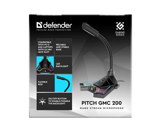 Мікрофон Defender Pitch GMC 200 3.5 мм LED (64620), зображення 8 Мікрофон Defender Pitch GMC 200 3.5 мм LED (64620), зображення 8