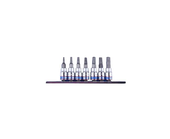 Головка торцевая KING TONY Torx 1/4" с отверстием 7 шт в держателе (2107PR)