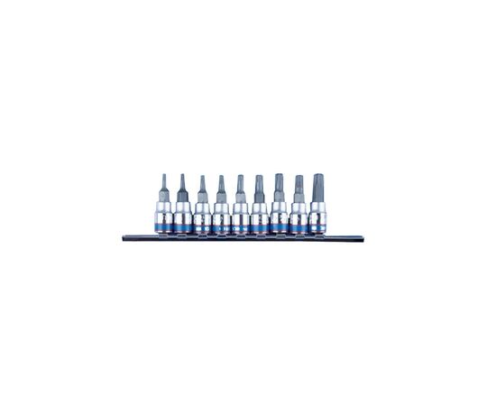 Головка торцевая KING TONY Torx 1/4" с отверстием 9 шт в держателе (2119PR)