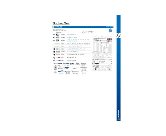 Набор инструментов KING TONY 103 шт. 1/4" та 1/2" (7503MR), изображение 9 Набор инструментов KING TONY 103 шт. 1/4" та 1/2" (7503MR), изображение 9