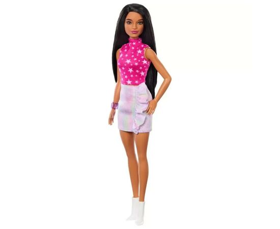 Кукла Barbie Fashionistas в розовом топе со звездным принтом в розовом цвете (HRH13), изображение 2 Кукла Barbie Fashionistas в розовом топе со звездным принтом в розовом цвете (HRH13), изображение 2