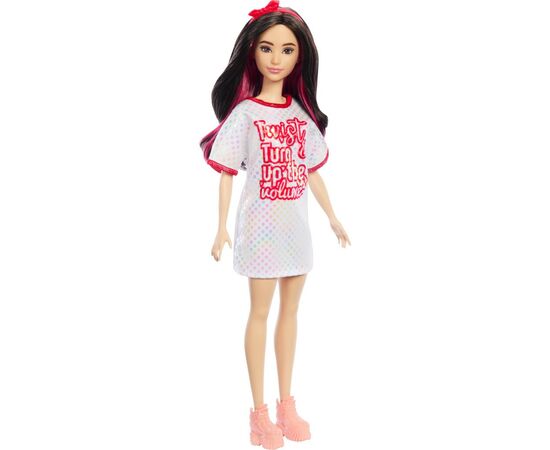Кукла Barbie Fashionistas в блестящем платье-футболке (HRH12)