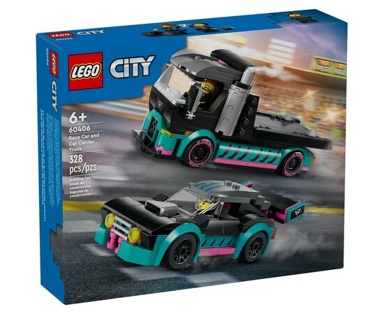 Конструктор LEGO City Автомобіль для перегонів й автовоз 328 деталей (60406)