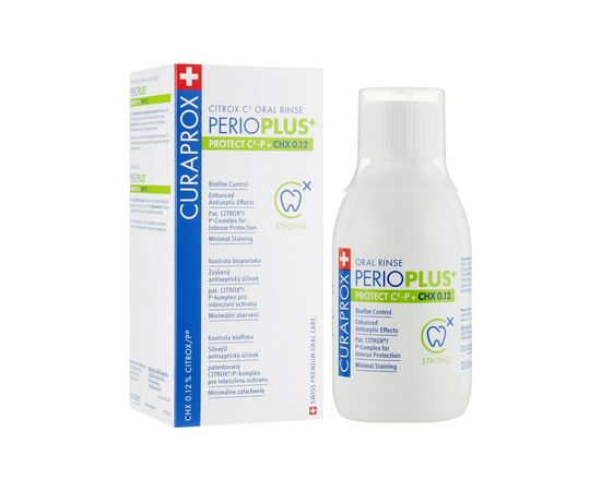 Ополаскиватель для полости рта Curaprox PerioPlus+ Protect содержит Citrox и 0.12% хлоргексидина 200 мл (7612412426588)