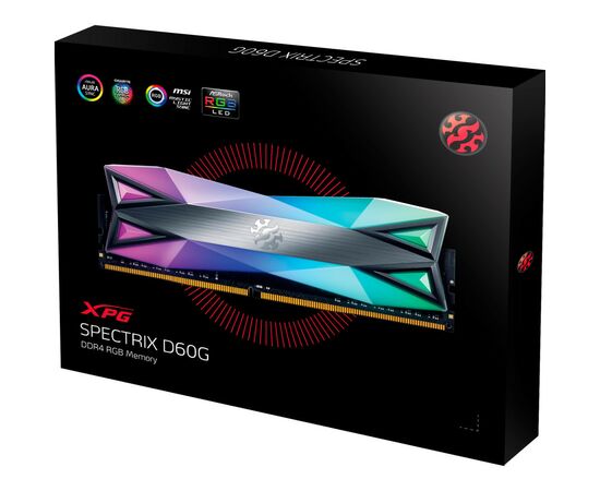 Модуль пам'яті для комп'ютера DDR4 16GB (2x8GB) 3600 MHz Spectrix D60G RGB Tungsten Gray ADATA (AX4U36008G18I-DT60), зображення 4 Модуль пам'яті для комп'ютера DDR4 16GB (2x8GB) 3600 MHz Spectrix D60G RGB Tungsten Gray ADATA (AX4U36008G18I-DT60), зображення 4