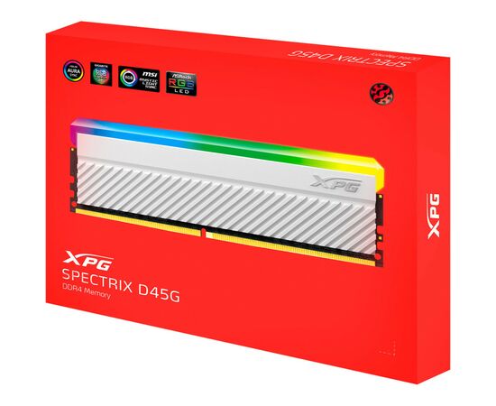 Модуль памяти для компьютера DDR4 32GB (2x16GB) 3600 MHz XPG Spectrix D45G RGB White ADATA (AX4U360016G18I-DCWHD45G), изображение 5 Модуль памяти для компьютера DDR4 32GB (2x16GB) 3600 MHz XPG Spectrix D45G RGB White ADATA (AX4U360016G18I-DCWHD45G), изображение 5