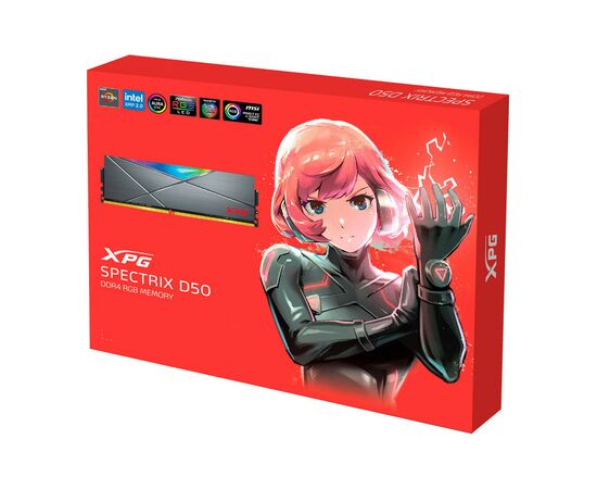 Модуль пам'яті для комп'ютера DDR4 32GB (2x16GB) 3600 MHz XPG Spectrix D50 RGB Tungsten ADATA (AX4U360016G18I-DT50), зображення 4 Модуль пам'яті для комп'ютера DDR4 32GB (2x16GB) 3600 MHz XPG Spectrix D50 RGB Tungsten ADATA (AX4U360016G18I-DT50), зображення 4