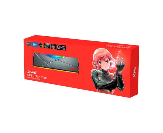 Модуль пам'яті для комп'ютера DDR4 8GB 3600 MHz XPG Spectrix D50 RGB Tungsten Gray ADATA (AX4U36008G18I-ST50), зображення 4 Модуль пам'яті для комп'ютера DDR4 8GB 3600 MHz XPG Spectrix D50 RGB Tungsten Gray ADATA (AX4U36008G18I-ST50), зображення 4