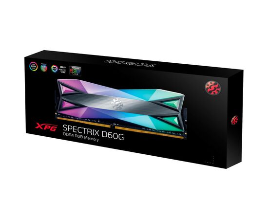 Модуль пам'яті для комп'ютера DDR4 8GB 3600 MHz XPG Spectrix D60G RGB Tungsten Gray ADATA (AX4U36008G18I-ST60), зображення 4 Модуль пам'яті для комп'ютера DDR4 8GB 3600 MHz XPG Spectrix D60G RGB Tungsten Gray ADATA (AX4U36008G18I-ST60), зображення 4