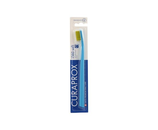 Зубна щітка Curaprox CS 1560 Soft М'яка D 0.15 мм Блакитна із салатовою щетиною (CS 1560-02)