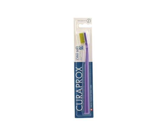 Зубна щітка Curaprox CS 1560 Soft М'яка D 0.15 мм Фіолетова із салатовою щетиною (CS 1560-11)