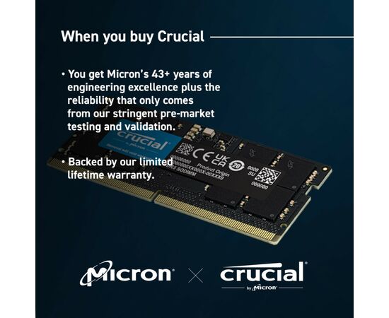 Модуль памяти для ноутбука SoDIMM DDR5 32GB (2x16GB) 5600 MHz Ripjaws Micron (CT2K16G56C46S5), изображение 3 Модуль памяти для ноутбука SoDIMM DDR5 32GB (2x16GB) 5600 MHz Ripjaws Micron (CT2K16G56C46S5), изображение 3