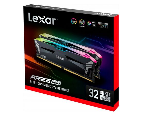 Модуль памяти для компьютера DDR5 32GB (2x16GB) 6000 MHz Ares RGB Black Lexar (LD5BU016G-R6000GDLA), изображение 5 Модуль памяти для компьютера DDR5 32GB (2x16GB) 6000 MHz Ares RGB Black Lexar (LD5BU016G-R6000GDLA), изображение 5