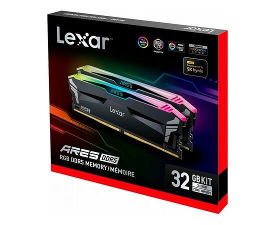 Модуль памяти для компьютера DDR5 32GB (2x16GB) 7200 MHz Ares RGB Black Lexar (LD5U16G72C34LA-RGD), изображение 5 Модуль памяти для компьютера DDR5 32GB (2x16GB) 7200 MHz Ares RGB Black Lexar (LD5U16G72C34LA-RGD), изображение 5