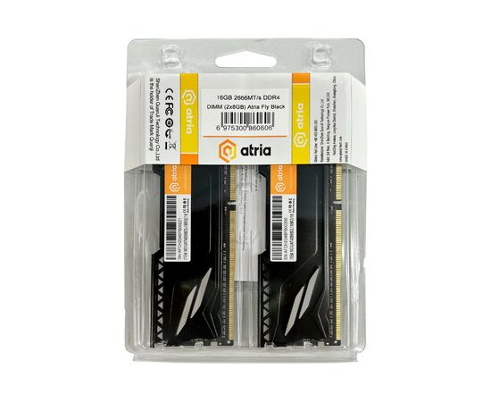 Модуль памяти для компьютера DDR4 16GB (2x8GB) 2666 MHz Fly Black ATRIA (UAT42666CL19BK2/16), изображение 3 Модуль памяти для компьютера DDR4 16GB (2x8GB) 2666 MHz Fly Black ATRIA (UAT42666CL19BK2/16), изображение 3