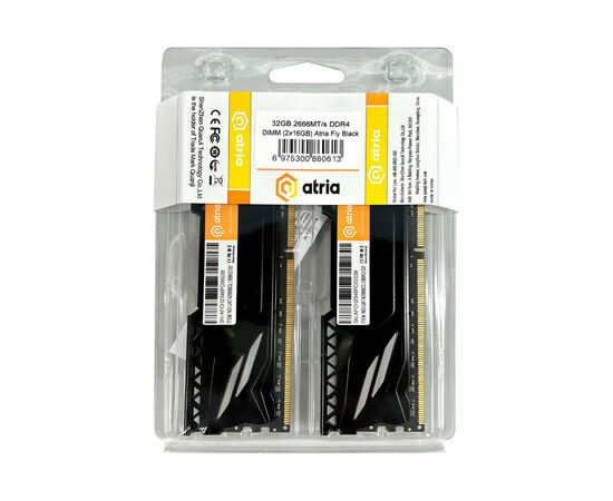 Модуль памяти для компьютера DDR4 32GB (2x16GB) 2666 MHz Fly Black ATRIA (UAT42666CL19BK2/32), изображение 3 Модуль памяти для компьютера DDR4 32GB (2x16GB) 2666 MHz Fly Black ATRIA (UAT42666CL19BK2/32), изображение 3