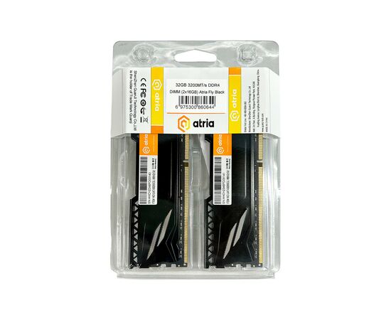 Модуль памяти для компьютера DDR4 32GB (2x16GB) 3200 MHz Fly Black ATRIA (UAT43200CL18BK2/32), изображение 3 Модуль памяти для компьютера DDR4 32GB (2x16GB) 3200 MHz Fly Black ATRIA (UAT43200CL18BK2/32), изображение 3