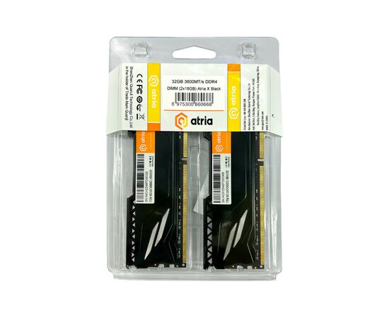 Модуль памяти для компьютера DDR4 32GB (2x16GB) 3600 MHz Fly Black ATRIA (UAT43600CL18BK2/32), изображение 3 Модуль памяти для компьютера DDR4 32GB (2x16GB) 3600 MHz Fly Black ATRIA (UAT43600CL18BK2/32), изображение 3