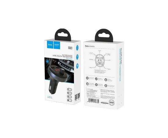 FM модулятор HOCO E41, Black, Box (E41), зображення 6 FM модулятор HOCO E41, Black, Box (E41), зображення 6