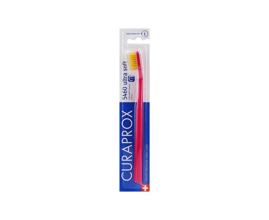 Зубная щетка Curaprox CS 5460 Ultra Soft Ультрамягкая D 0.10 мм Малиновая с желтой щетиной (CS 5460-09)