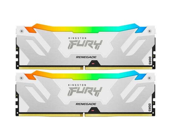 Модуль пам'яті для комп'ютера DDR5 32GB (2x16GB) 6800 MHz Renegade RGB White/Silver Kingston Fury (ex.HyperX) (KF568C36RWAK2-32)