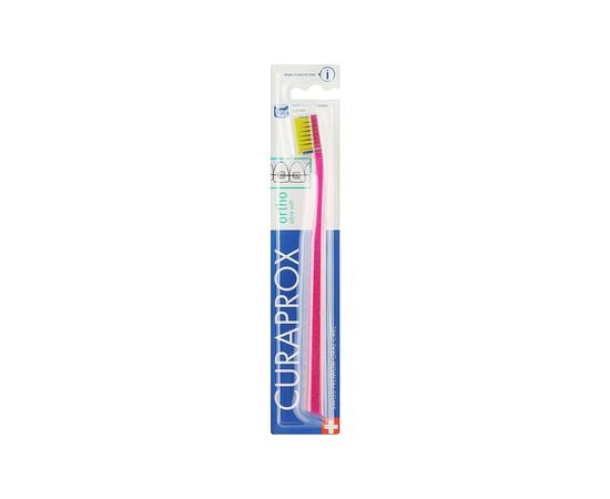 Зубная щетка Curaprox CS 5460 Ortho Ultra Soft Ультрамягкая ортодонтическая Розовая с салатовой щетиной (CS 5460 Ortho-10)