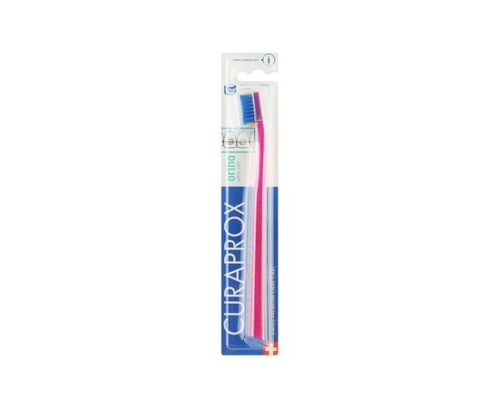 Зубна щітка Curaprox CS 5460 Ortho Ultra Soft Ультрам'яка ортодонтична Рожева із синьою щетиною (CS 5460 Ortho-09)