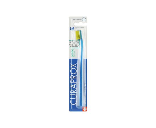 Зубная щетка Curaprox CS 5460 Ortho Ultra Soft Ультрамягкая ортодонтическая Синяя с салатовой щетиной (CS 5460 Ortho-02)