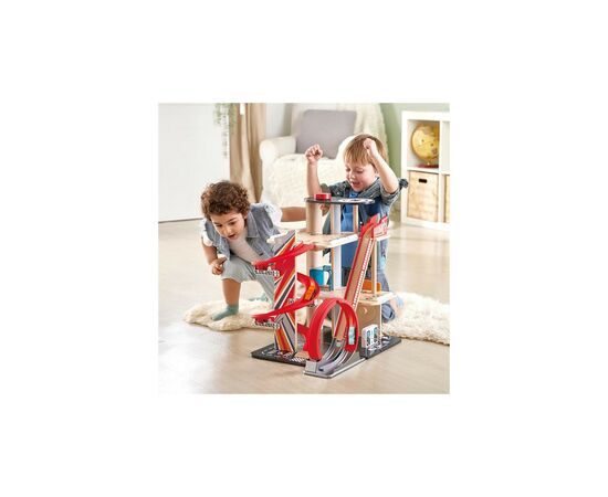 Автотрек Hape с гаражом и машинками (E3019), изображение 3 Автотрек Hape с гаражом и машинками (E3019), изображение 3