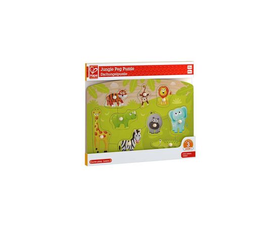 Развивающая игрушка Hape деревянная рамка-вкладыш Зверята из джунглей (E1405), изображение 2 Развивающая игрушка Hape деревянная рамка-вкладыш Зверята из джунглей (E1405), изображение 2