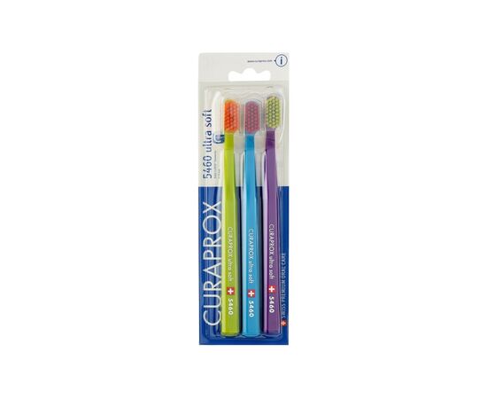 Зубна щітка Curaprox CS 5460 Ultra Soft Ультрам'яка Салатова + Синя + Фіолетова 3 шт. (CS 5460/3-03)