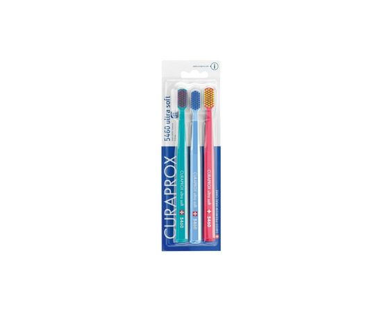 Зубна щітка Curaprox CS 5460 Ultra Soft Ультрам'яка Бірюзова + Блакитна + Рожева 3 шт. (CS 5460/3-02)