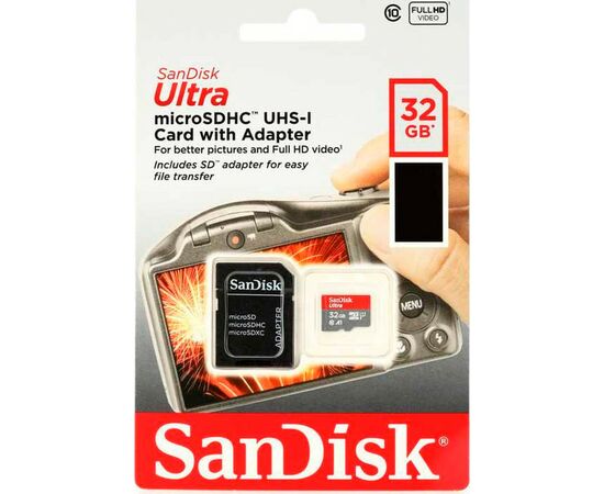 Карта памяти SanDisk 32GB microSDHC class 10 UHS-I A1 (SDSQUA4-032G-GN6IA), изображение 3 Карта памяти SanDisk 32GB microSDHC class 10 UHS-I A1 (SDSQUA4-032G-GN6IA), изображение 3