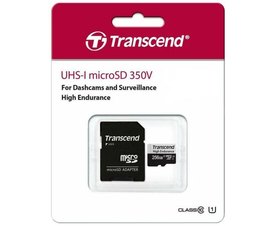 Карта памяти Transcend 256GB microSDXC class 10 UHS-I U3 High Endurance (TS256GUSD350V), изображение 3 Карта памяти Transcend 256GB microSDXC class 10 UHS-I U3 High Endurance (TS256GUSD350V), изображение 3