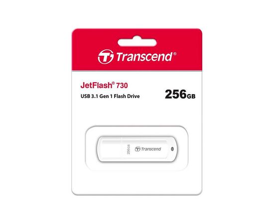 USB флеш накопитель Transcend 256GB JetFlash 730 White USB 3.1 (TS256GJF730), изображение 4 USB флеш накопитель Transcend 256GB JetFlash 730 White USB 3.1 (TS256GJF730), изображение 4