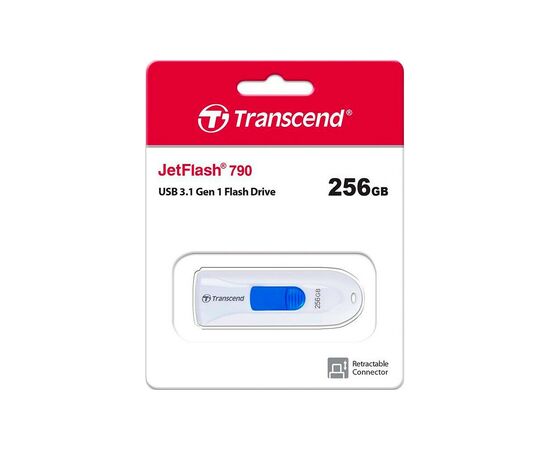 USB флеш накопитель Transcend 256GB JetFlash 790 White USB 3.1 (TS256GJF790W), изображение 5 USB флеш накопитель Transcend 256GB JetFlash 790 White USB 3.1 (TS256GJF790W), изображение 5